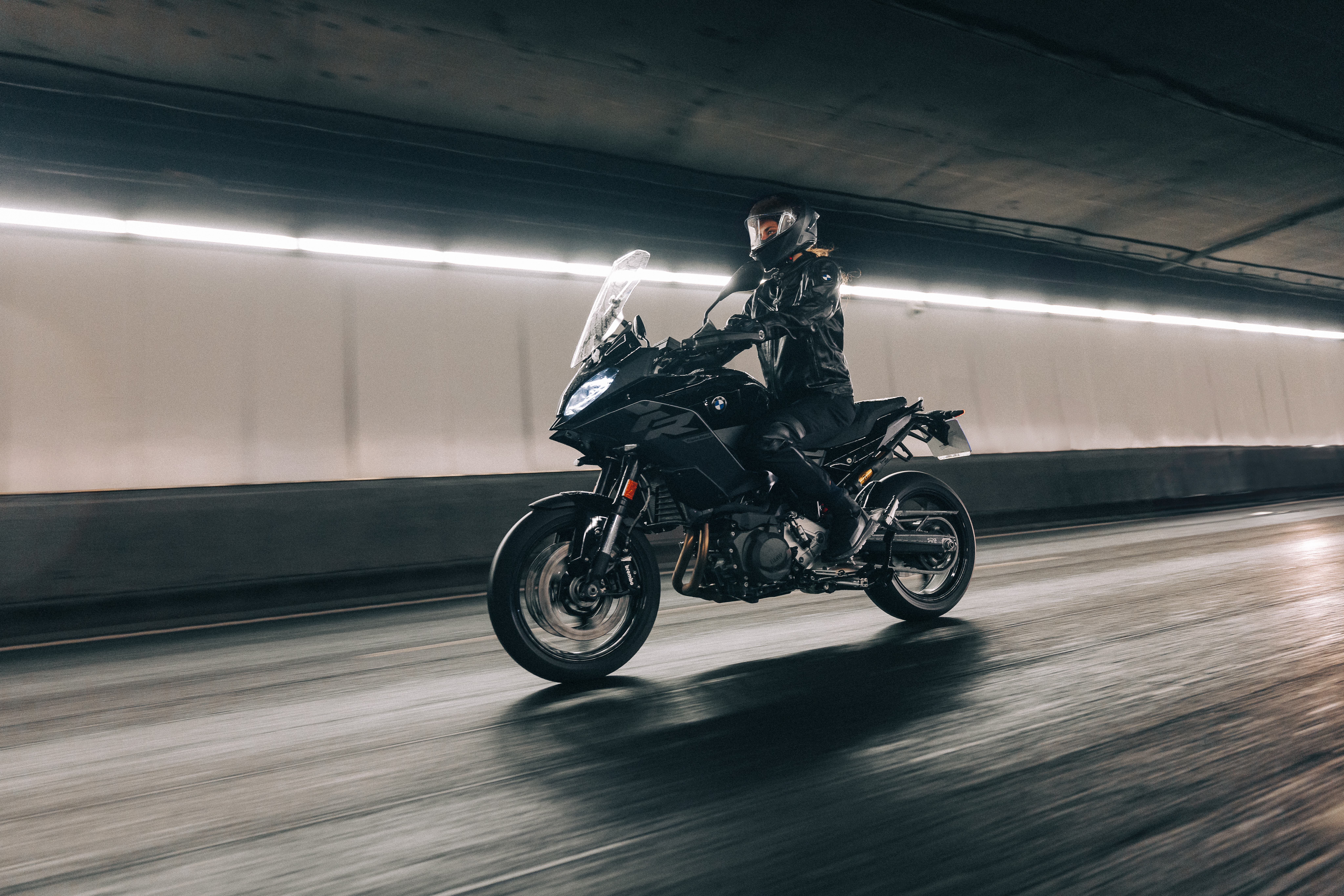 BMW rider in tunnel